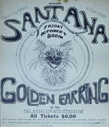 Santana show poster Orlando Sports Arena with Golden Earring October 04, 1974